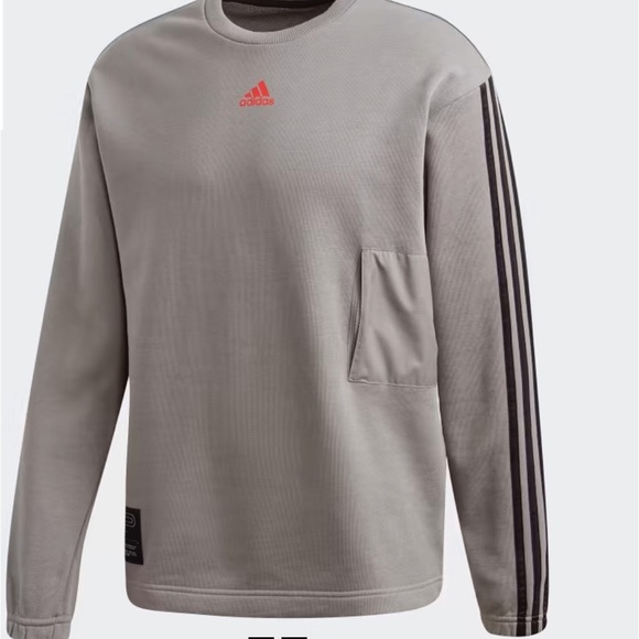 CREWNECK SWEATSHIRT ID CREW ADIDAS GRAY SWEATSHIRT A WITH FUNCTIONAL DETAILS - Picture 2 of 8